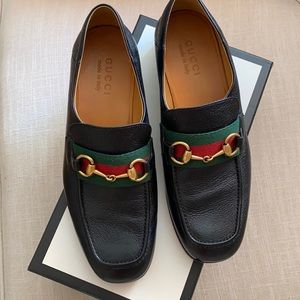 Gucci Web Brixton Leather Loafers/ Never Worn